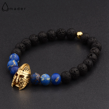 Amader 4 Colors Roman Knight Spartan Warrior Gladiator Beaded Bracelet Men Lava Stone Elastic Bracelets For Women Jewelry AB580 2024 - buy cheap