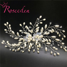 Wedding Hair Comb Accessories Bridal Luxury Charms Pearl Jewelry Handmade Clear Crystals Beads Bridal Wedding Tiara Combs RE593 2024 - buy cheap