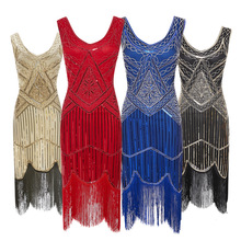 Plus Size XS-4XL Vintage 1920s Flapper Great Gatsby Dress 2020 Fancy Costumes V-Neck Sleeveless Sequin Fringe Party Dresses 2024 - buy cheap