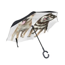 Lovely Shiba Inu Reverse Umbrella Double Layer Inverted Umbrella Windproof Long Shank Umbrellas for Women 2024 - buy cheap