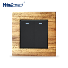 Panel de madera de pared de 2 entradas y 1 vía, interruptor de luz de pared de lujo, botón pulsador, novedad 2024 - compra barato