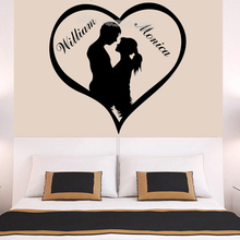 Pegatinas de pared de corazón de amor con nombre personalizado para recién nacidos, Mural de decoración de escena de boda, novia y novio, calcomanía para habitación de matrimonio EB656 2024 - compra barato