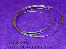 Fio de prata esterlina de alta pureza para febre, 1m, 4n, s99.99, áudio, diy, 0.2mm, 0.3mm, 0.4mm, 0.5mm, 0.6mm, cabo de prata 2024 - compre barato