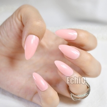 Модные овальные острые накладные ногти с розовым лотосом, детские розовые острые искусственные ногти для салона красоты 2024 - купить недорого