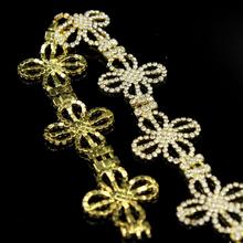 5 yardas de corte de cristal de cadena de Strass boda de diamantes de imitación de cristal adornos coser apliques de flores de cadena de diamantes de imitación 2024 - compra barato