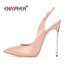 Enmayer/Повседневная Женская обувь с острым носком классические женские модные туфли-лодочки на очень высоком тонком каблуке размер 34-45 LY508 2024 - купить недорого
