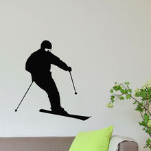 Mural adhesivo deportivo de invierno para gimnasio, pegatina de pared de esquí para chica, decoración para el hogar, Mural artístico para deportes de pared, deporte de esquí AY698 2024 - compra barato