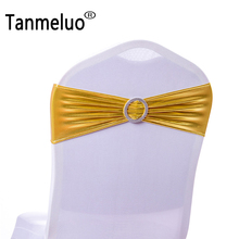 50PCS metallic shiny spandex chair band with buckle for wedding chair covers colorful spandex chair sashes bow free tie 2024 - buy cheap