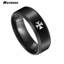 Мужское и женское кольцо с крестом Maxmoon, черное кольцо из нержавеющей стали в повседневном стиле, свадебная бижутерия 2024 - купить недорого