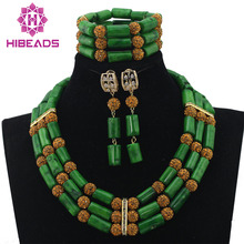 Collar africano de Coral verde, juego de joyas con cuentas, collares de cuentas nigerianos, joyería africana, ABL678, Envío Gratis 2024 - compra barato