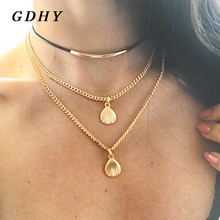 GDHY Shell Multilayer Necklace Fashion Gold And Silver Three-Layer Necklace Ocean Shell Romantic Holidays Party Jewelry Gifts 2024 - buy cheap