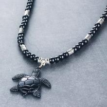 Tortoise Pendants Necklaces for Men Vintage Turtle Black Color Beads Chains Necklaces Women's Necklace Jewelry colar NC094 2024 - buy cheap