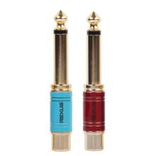 Rexus conector de conversor, adaptador de audio fêmea rca para alto-falante, canal mono, banhado a ouro de 6.35mm, 1/4 polegadas, plug mono macho para rca 2024 - compre barato