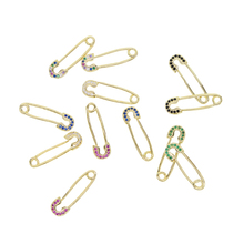 Rainbow Cz Safety Pin Earring 2022 Gold Color Fashion Blue Black White Red Green Cz Women Gift Colorful Multi Piercing Earrings 2024 - buy cheap