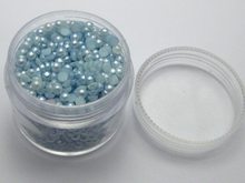 2000 azul meia pérola gemas flatback grânulo 3mm dicas da arte do prego + caixa de armazenamento 2024 - compre barato