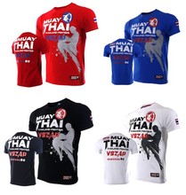 VSZAP MUAY THAI Fighting Thai boxing MMA sports broadcast short sleeve T - shirt fitness fighting martial arts men 2024 - buy cheap