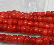 Novo colar de contas soltas de ábaco coral natural vermelho 4x8mm 18" 2024 - compre barato