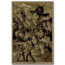 Póster de seda de la serie de TV The Walking Dead, póster artístico de pared, regalo de decoración de mimbre 2024 - compra barato