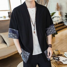 Male Jacket Japanese Streetwear Vintage Mens Clothing Chinese Linen Jacket For Men Clothes 2019 Mens Kimono Jacket ZZ2005 2024 - buy cheap