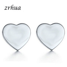 ZRHUA Real Silver Color Simple Stylish Love Earrings Stud Earrings for Women Girls 2020 New Fashion jewelry Hot 2024 - buy cheap