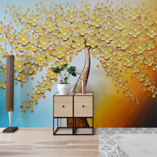 Custom wallpaper 3d photo mural giant papel de parede gold fortune tree oil painting art TV background papier peint 3D wallpaper 2024 - buy cheap