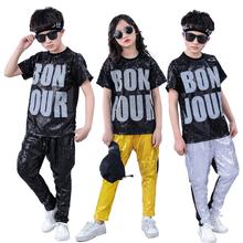 Girls Boys Sequins Hip Hop Dance Costumes Street Dance Jazz Stage Performance Sets 2024 - buy cheap