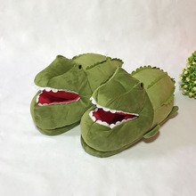 alligator cartoon plush home slippers green crocodile direct sales half-pack shoes warm non-slip cotton shoes men women indoor 2024 - buy cheap