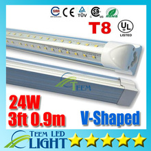 100X UL DLC V-Shaped T8 Integration Led Tube Light 3FT 24W 0.9m 85-265V Cooler Door SMD2835 Led Fluorescent Double Sides tubes 2024 - buy cheap