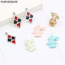 8pcs Alloy Pendant DIY earrings jewelry accessories materials handmade Poker playing rabbit cute fairy series 2024 - buy cheap