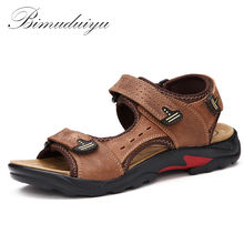 BIMUDUIYU Quality Mens Sandals Genuine Leather Fashion Summer Leisure Beach Men Shoes Casual Shoes Large Size 38-48 Men's Sandal 2024 - buy cheap