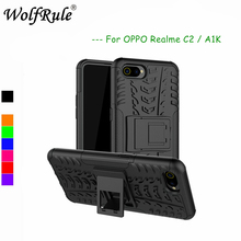 Чехол WolfRule Realme C2, двухслойный защитный силиконовый чехол для телефона OPPO Realme C2, подставка для телефона RMX1941, корпус 6,1 дюйма 2024 - купить недорого