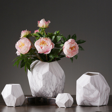Marble-pattern ceramic vase ornaments Crafts Geometric Flower vases decoracion de ceramica centerpieces for weddings home decor 2024 - buy cheap