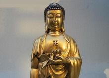Тибетский буддийский Фан 100% чистая бронза 24 K золото Tathagata статуя Будды Шакьямуни Бесплатная доставка 2024 - купить недорого