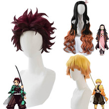 Cosplay Nezuko Tanjirou Kamado Wigs Demon Slayer Kimetsu no Yaiba Cosplay Wigs Zenitsu Agatsuma Golden Short Hair 2024 - buy cheap