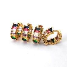 5 pares de zirconia cubica arcoiris micro pave CZ pendientes círculo de alta calidad pendiente para las mujeres chica regalo de la joyería de ER943 2024 - compra barato