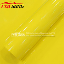3 Layers High glossy Shinny light yellow vinyl sticker with air free bubbles with size:1.52*20m/roll by free shipping 2024 - buy cheap
