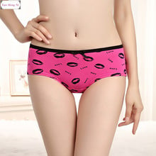 Free shipping 5pcs/lot Fashion lips print cotton ladies underwear cotton women's sexy briefs wholesale 89209 2024 - buy cheap