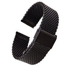 20mm 22mm Solid Milanese Mesh Stainless Steel Strap with Hook Buckle Classic Black Watch Unisex Watch Band Straps 2.0cm 2.2cm 2024 - buy cheap