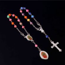 6mm soft clay rosary cross bracelet bracelet jewelry ladies Christian Guadalupe bracelet soft ceramic beads bracelet.12 pieces 2024 - купить недорого