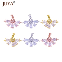 Conectores de dijes de pavo real de cristal de circón para fabricación de joyas, Pulseras de Moda DIY, accesorios de collar, 18mm x 14mm 2024 - compra barato