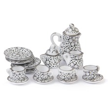 Conjunto de utensílios de chá de porcelana, 15 peças, padrão de margarida para casa de boneca, brinquedos clássicos para crianças 2024 - compre barato