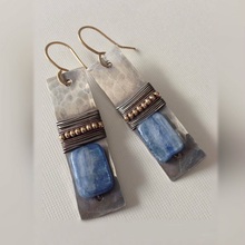 Pendientes de Metal geométricos de piedra azul Vintage para mujer, aretes colgantes antiguos de la India Bohemia, regalos de joyería 2021 2024 - compra barato