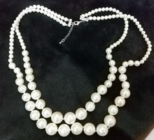 Woman jewelry 2 Rows necklace 6-12mm white bead Natural SOUTH SEA SHELL PEARL NECKLACE Gift 18'' 45cm 2024 - buy cheap