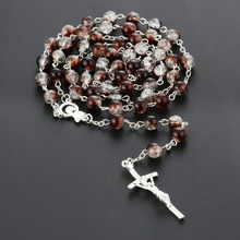 Cadena larga de eslabones con cuentas para mujer, collar con colgante de Jesús, Cruz religiosa, abalorio, joyería, regalo NC168 2024 - compra barato