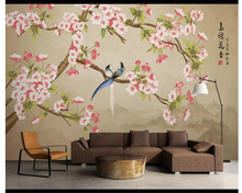 Beibehang Новый китайский стиль ручная роспись модные обои морская выдра Цветок Птица пейзаж ТВ диван фон 3d обои 2024 - купить недорого