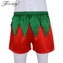 Mens Roupa Interior Macio de Cetim Traje de Papai Noel Natal Homens Boxer Shorts Calcinha Cosplay Sexy Halloween Trajes boxeador homme 2024 - compre barato