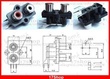 200 Copper 3pin Red & white RCA Socket jack for Panel Mounting Amplifier TV CCTV 2024 - buy cheap