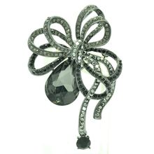 Fashion Jewelry Bowknot Brooch Pin Black Rhinestone Crystal Brooches 6414 2024 - buy cheap