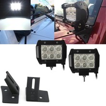 Kit de luces LED de 18W con soporte de montaje de bisagra de parabrisas, pilar A, para Jeep Wrangler JK, 2007-2018, 2 uds. 2024 - compra barato