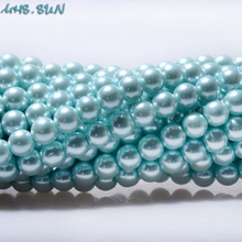 MHS.SUN suelta 3mm-16mm Lt Color azul perla falsa DIY artesanía a mano perla redonda perla de cristal de imitación cuentas ropa y decoración de la ropa 2024 - compra barato